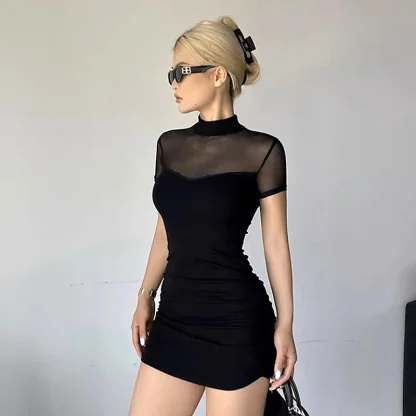 Mesh Patchwork Spring Dress - Image 2